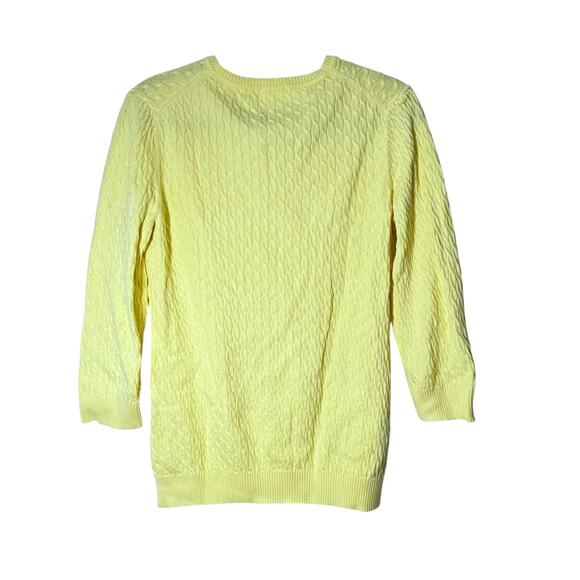 Kate Hill Sunshine Yellow 3/4 Sleeve Knit Sweater, Large, Preppy / Casual - Picture 2 of 4